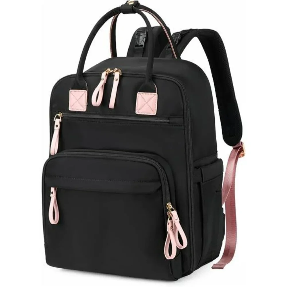 Large Diaper Bag Backpack Tote 18 Pockets Waterproof Baby Travel Bag Black